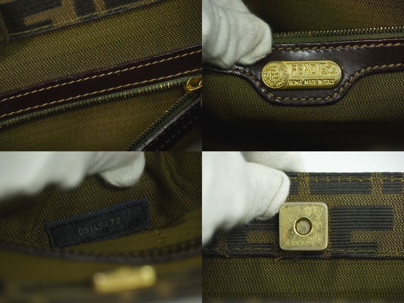 Authentic Fendi Zucca Handbag Canvas Brown Zucca Bag Pre-owned [follow-up