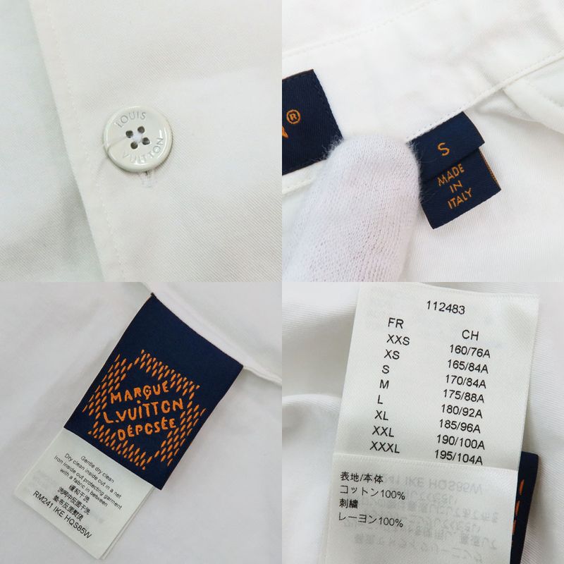 Louis Vuitton Short Sleeve Cotton Shirt 1afjdl S White Flower Pont
