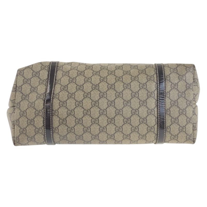 Gucci Beige Brown Gold Hardware GG Supreme Canvas 197953 Tote Bag Shoulder Bag