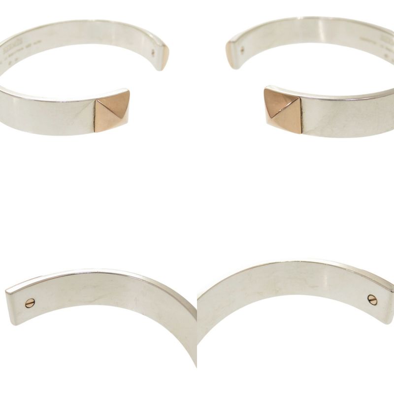 Hermes Clous De H Jonc 2 Clous H121455b Silver 925 18K Pink Gold Bracelet