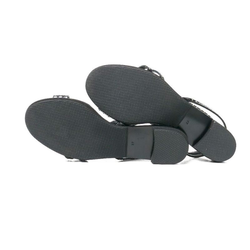 Celine Sandals Size 37 Back Strap Studded Enamel Leather Shoes 20250722 Ra5626