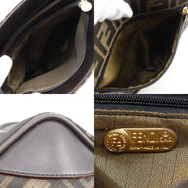 Fendi Mini Tote Zucca Pattern Nylon Canvas Brown Ladies Handbag