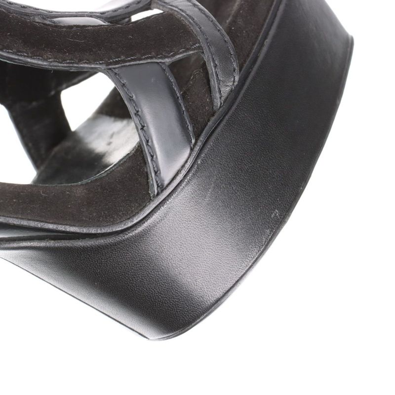 Gucci Leather Sandals Women's 34 1 2 241464 Black Made In Italy