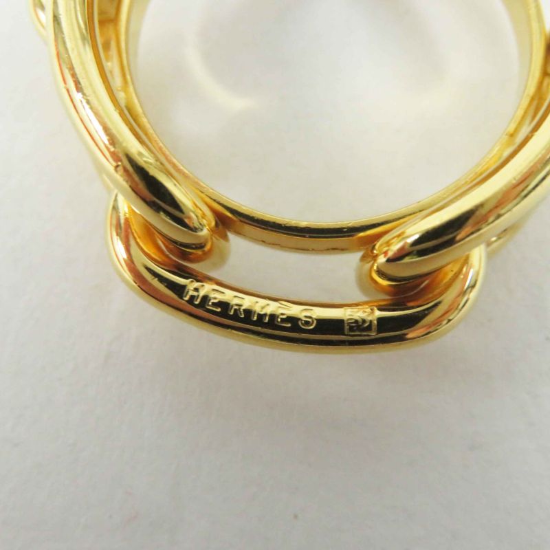 Hermes Lucade Chaine D'ancre Scarf Ring GP Gold With Box Ladies