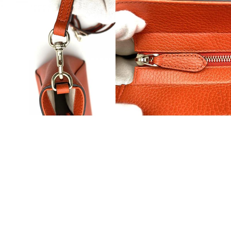 Gucci 368827 Swing Small Handbag Shoulder Bag 2way Orange Leather Women