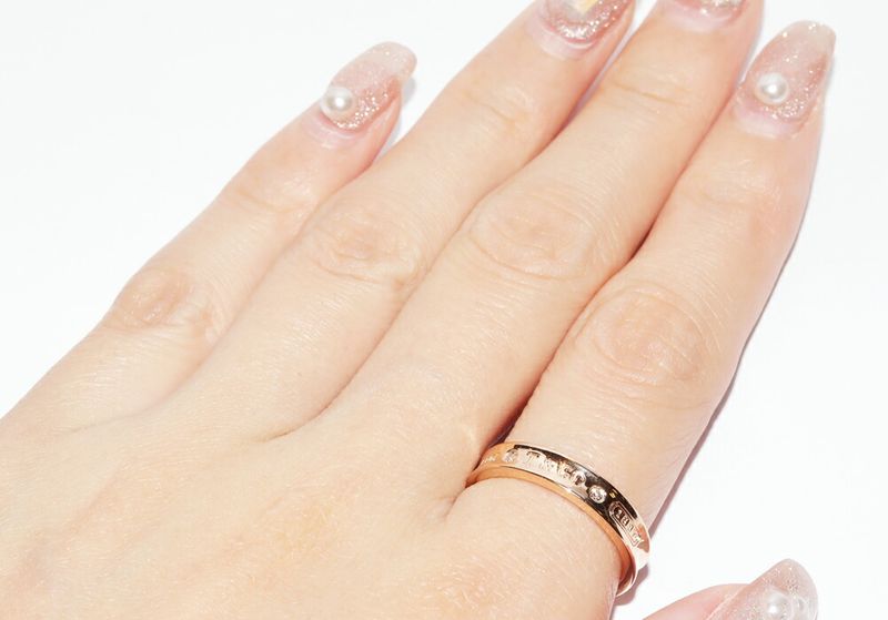 Tiffany & Co Ring 18K Pink Gold Diamond 2P 1837 Narrow Ring