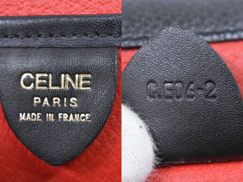 Authentic Celine Leather Handbag Black Bag Pre-owned [follow-up Discount