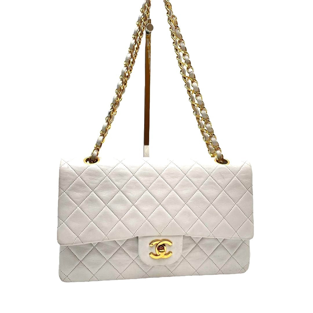 CHANEL 24K Vintage Classic Double Flap Bag Quilted Lambskin Chain Tote