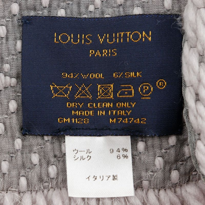 Louis Vuitton Echarpe Logomania M74742 Wool Gray Gm1128 Women's Scarf