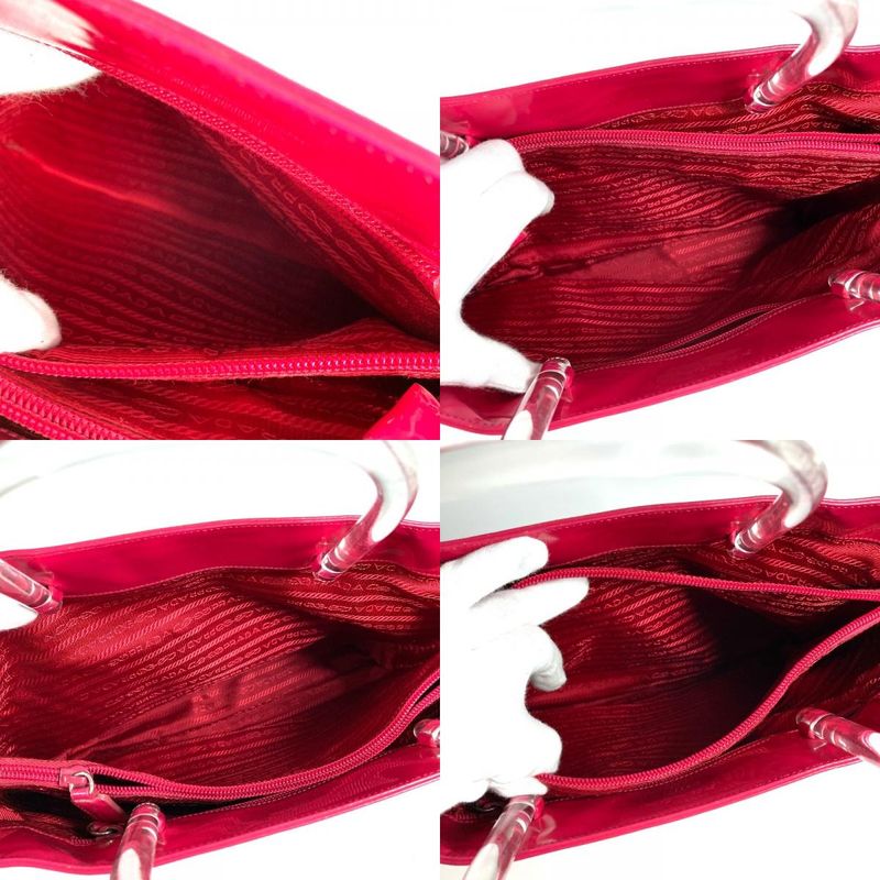 Prada Handbag Triangle Logo Triangle Logo Plate Enamel Pink