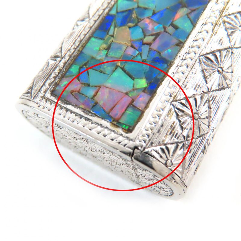 Cartier Mosaic Outer Jacket Oval Shape Opal Rhinestone Blue Stained Glass Gas
