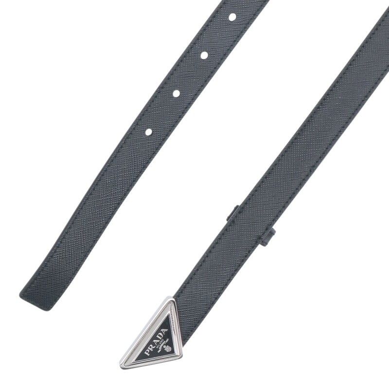 Prada 1cc522 Triangle Logo Plate Saffiano Leather Belt Ladies 80
