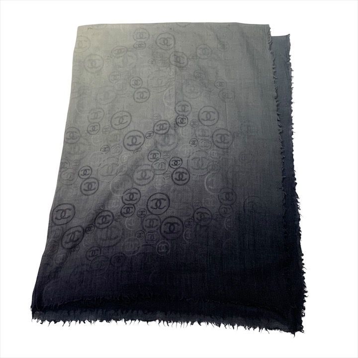 Chanel CC Logo Gradient Cashmere Large Shawl Scarf