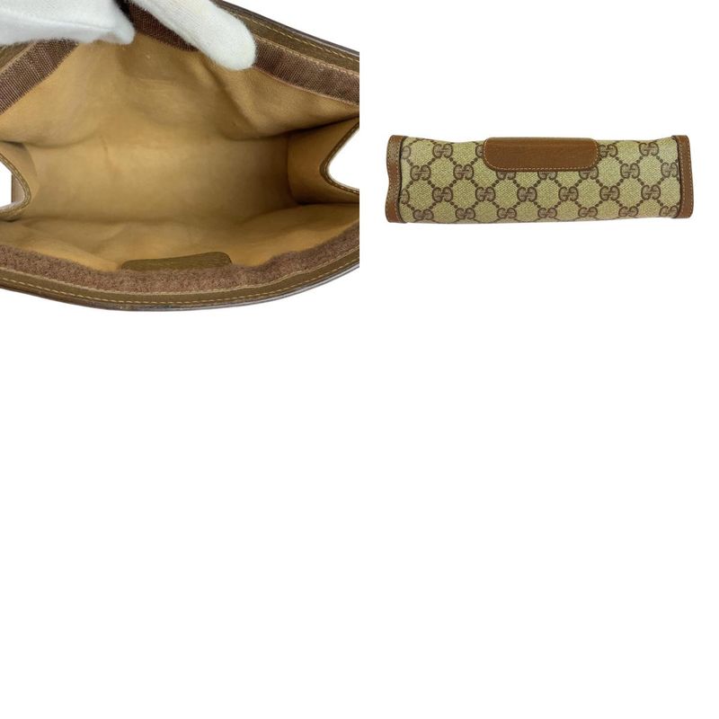 Gucci Vintage Old Gucci Sherry Line Brown GG Supreme Canvas Clutch Bag Second
