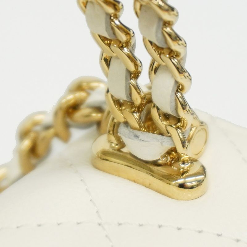 Chanel Handbag Matelasse Caviar Skin White Chien Pan Gold Hardware 2WAY Bag