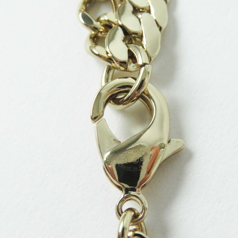 CHANEL Abd019 B24P Coco Mark Chain Necklace With Gold Metal Strass Box Made In