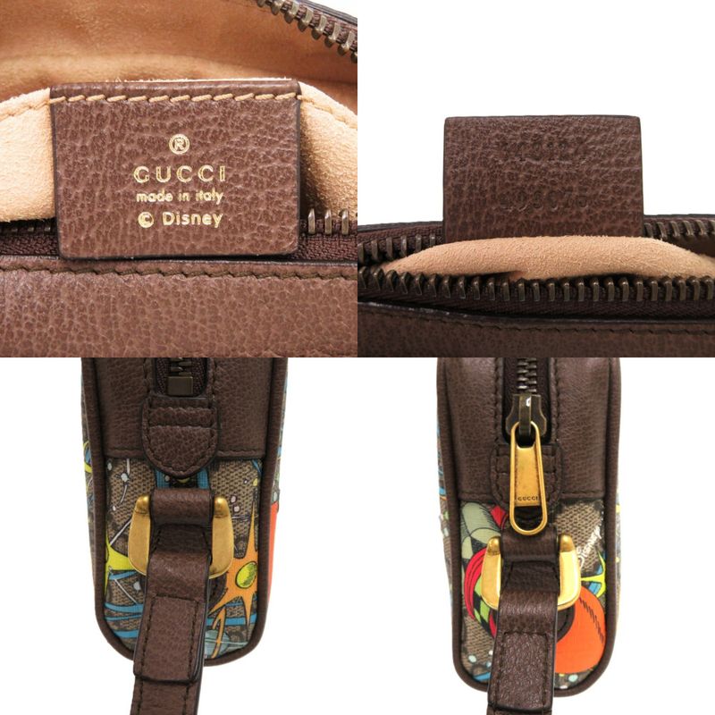 Gucci X Disney Donald 648124 GG Supreme PVC Leather Brown Shoulder Bag 1307