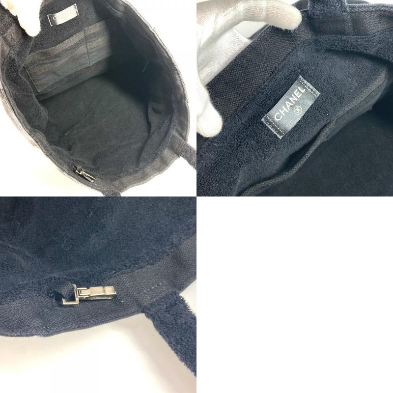 Chanel Tote Bag Logo CC Coco Mark Pile Black