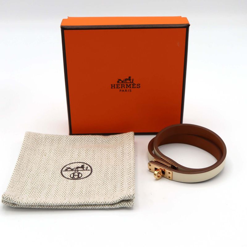 Hermes Mini Kelly Dubretour Kelly Bracelet T2 U Engraved White Gold Color