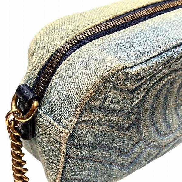 Gucci GG Marmont 447632 Denim Embroidered Bag Shoulder Bag Women