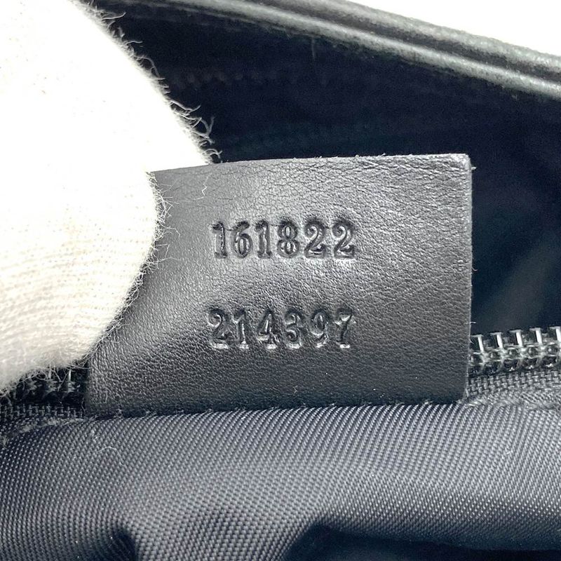 Gucci 161822 Guccissima Shoulder Bag Black Leather Women Men Fashion