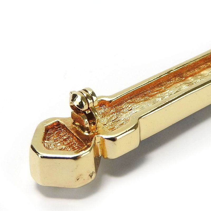 Christian Dior Brooch Metal Gold Clear Gold Hardware Plated Rhinestone Ribbon