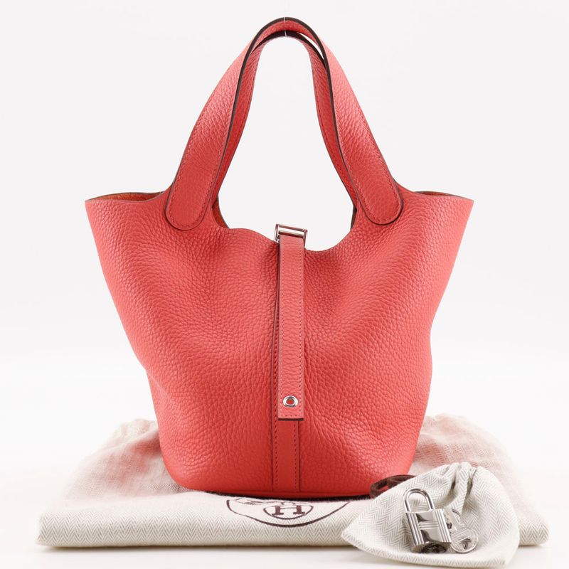 Hermes Picotin Lock 18 PM Taurillon Clemence Rose Texas Pink/silver Hardware Y