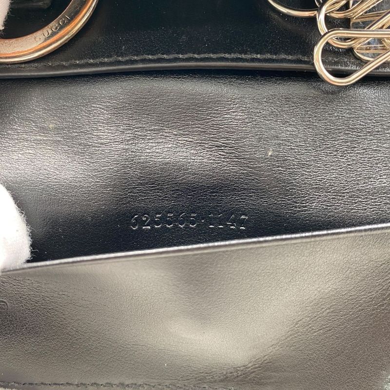 Em0553 Gucci Key Case Men's 625565 GG Embossed 6-Ribbon Black