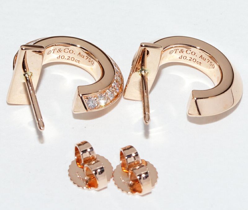Tiffany & Co Earrings 18K Pink Gold Diamond 040ct T One Hoop Earrings
