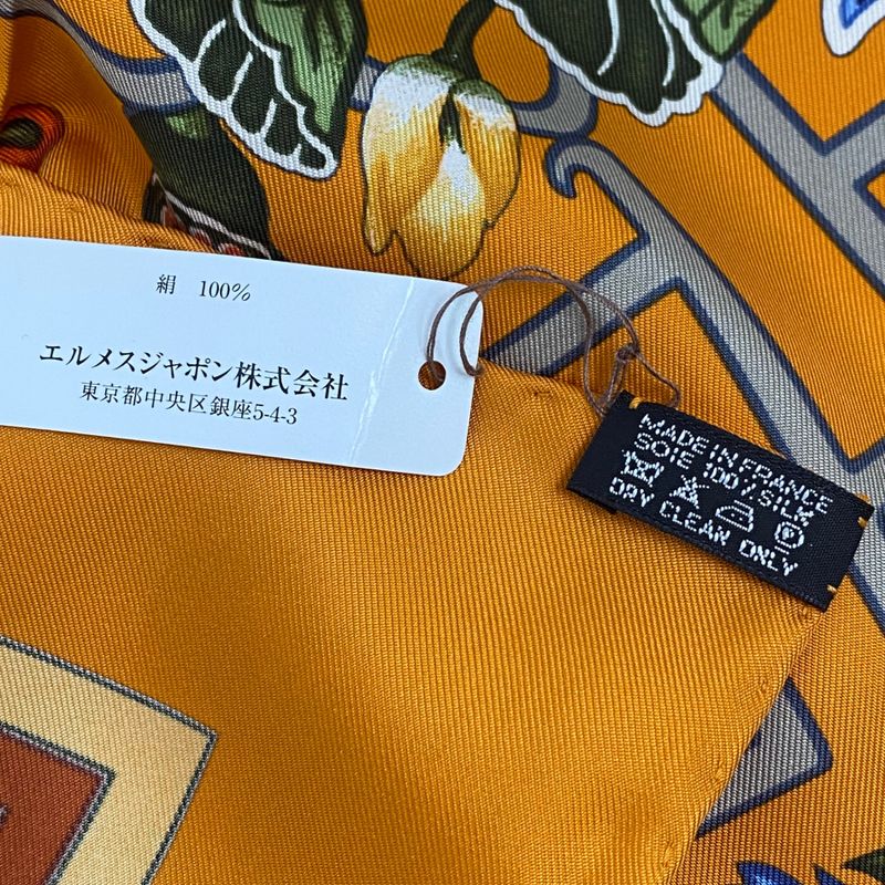 Hermes Scarf Silk Carre 90 2002 Turandot Natsunohidaka Orange Blue Turandot