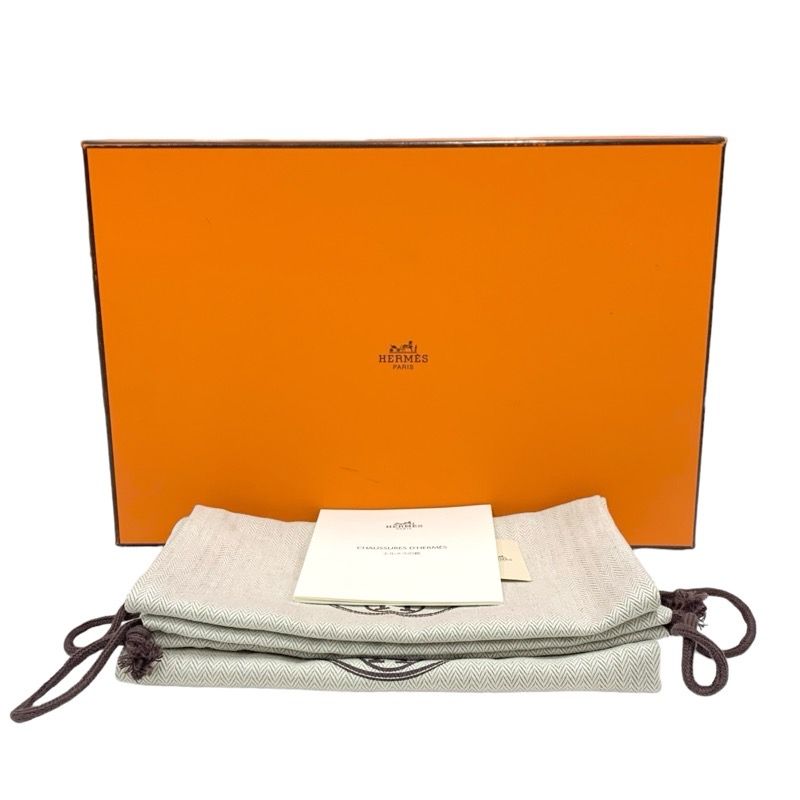 Hermes Groupie Flat Shoes Canvas Leather Black Unused Mule Slipper Sandals