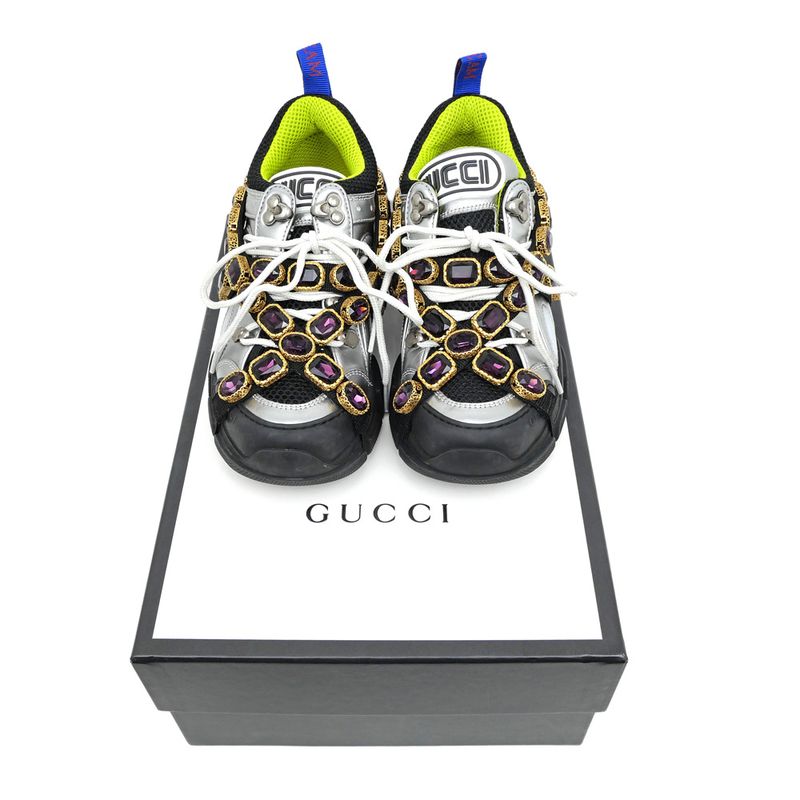 Gucci Flash Trek Bijou Sneakers - Removable No Size Notation Silver -