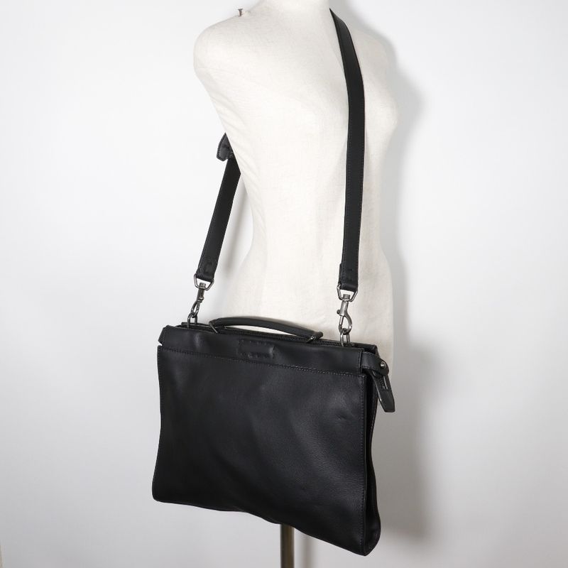 Fendi Peekaboo Celia 2WAY Shoulder Calf Black Men's Business Bag