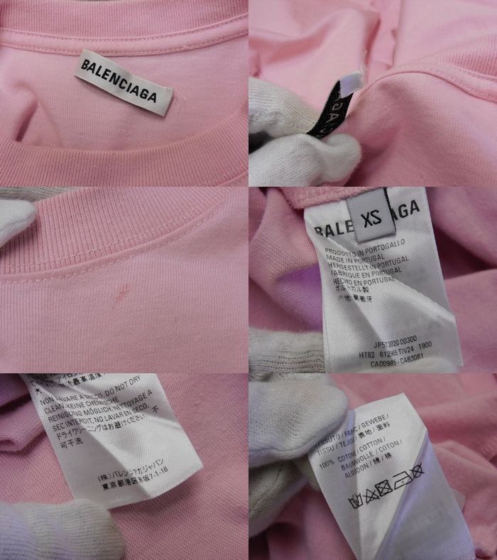 Balenciaga - 20SS 612965 100% Cotton CREW Logo Short Sleeve T-shirt Pink XS