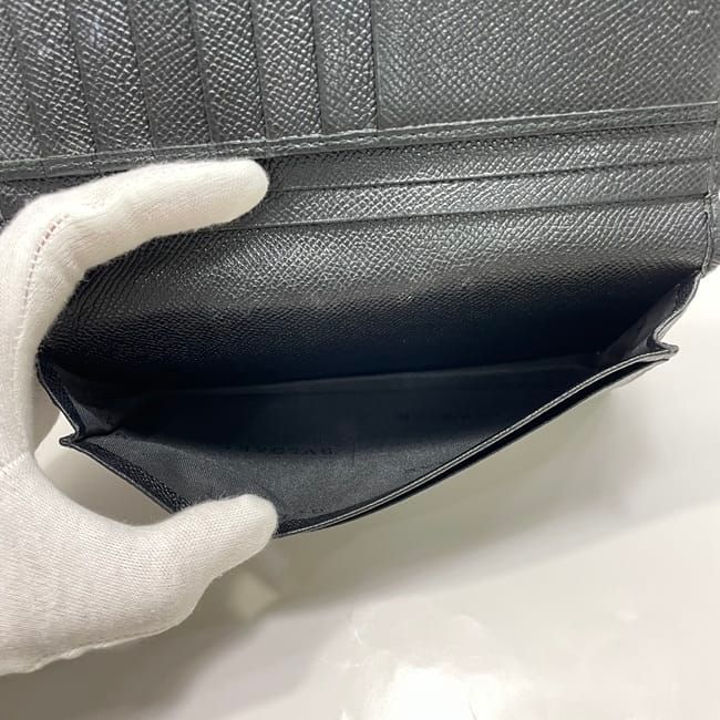 Bulgari Bifold Long Wallet Black Wallet Leather Preowned Bvlgari Billfold