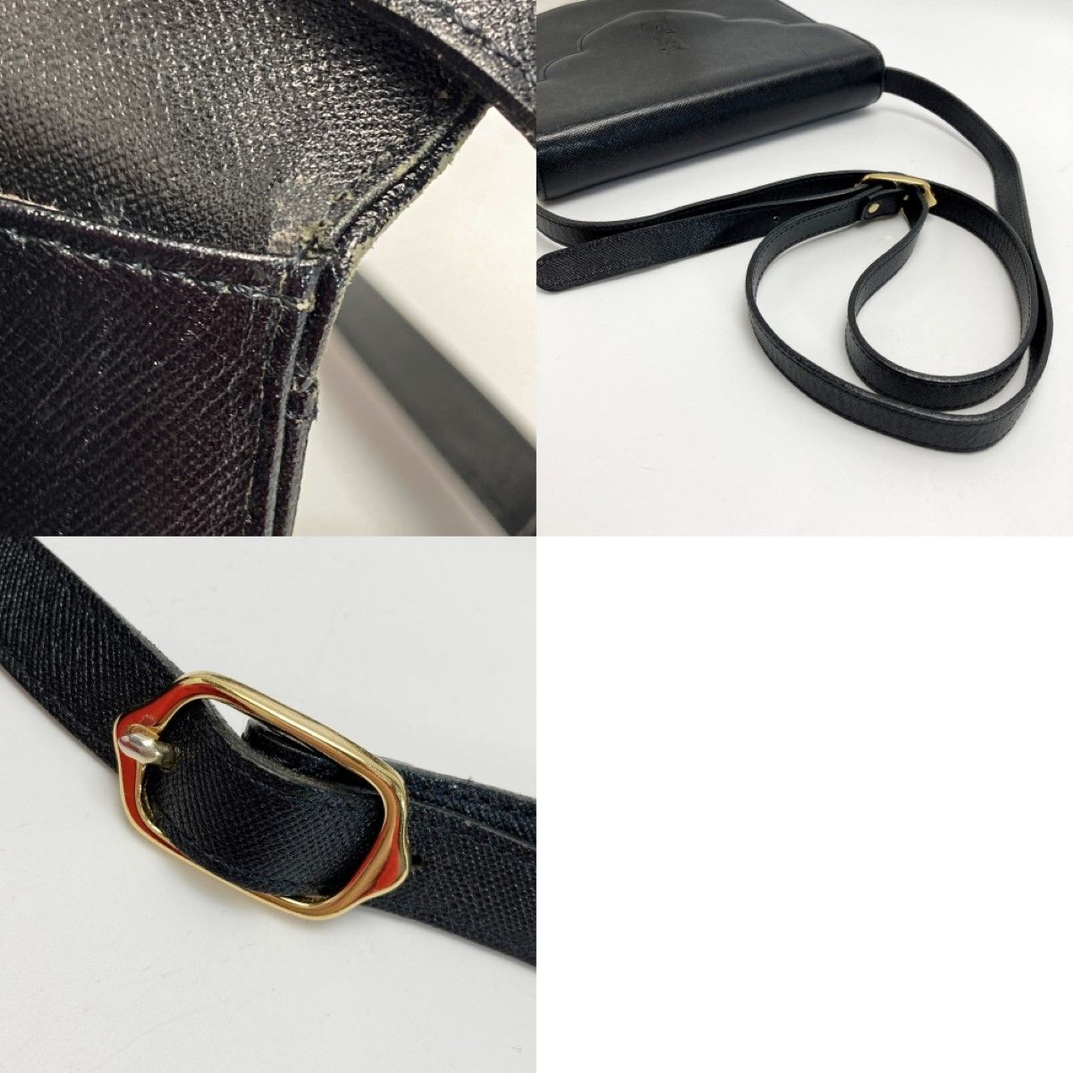 Yves Saint Laurent YSL Logo Shoulder Bag Black Leather Vintage