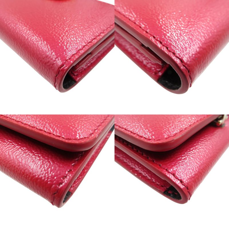 Bulgari Leather Gold Hardware Red Clip Card Case Business Card Holder 1015