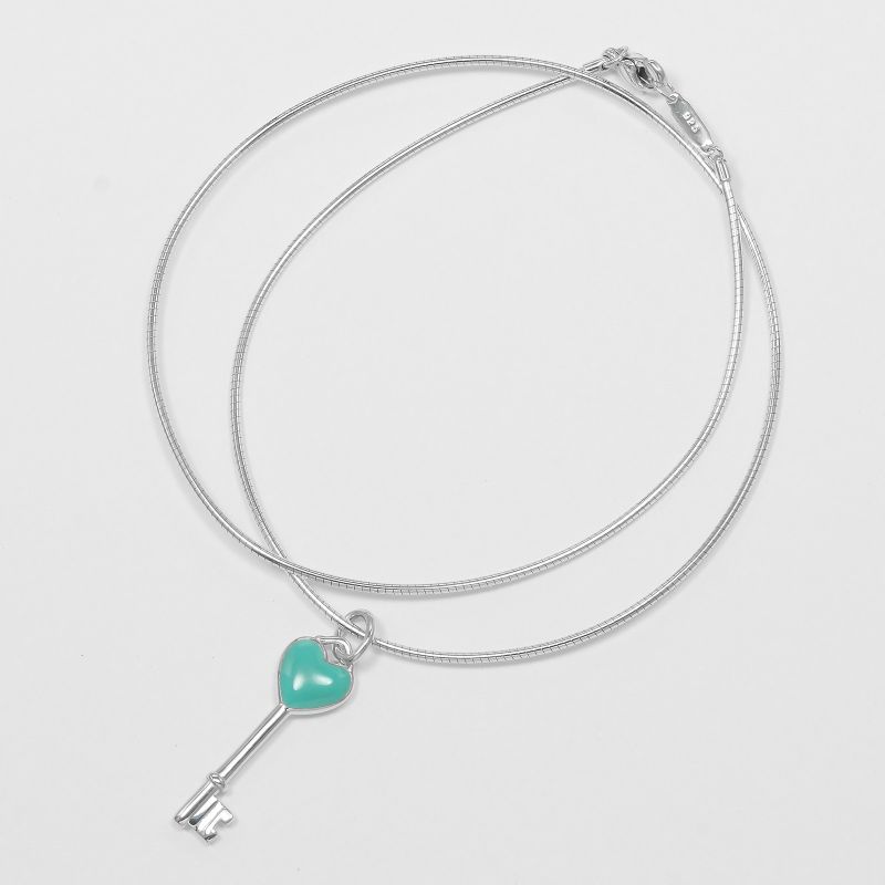 Tiffany & Co Heart Key Choker Silver 925 Ladies 6.7g Necklace