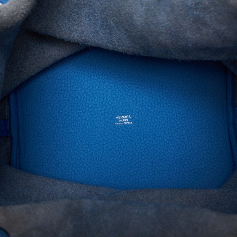 Hermes Picotin Lock MM Handbag Taurillon Clemence X Swift Blue Paradise Blue