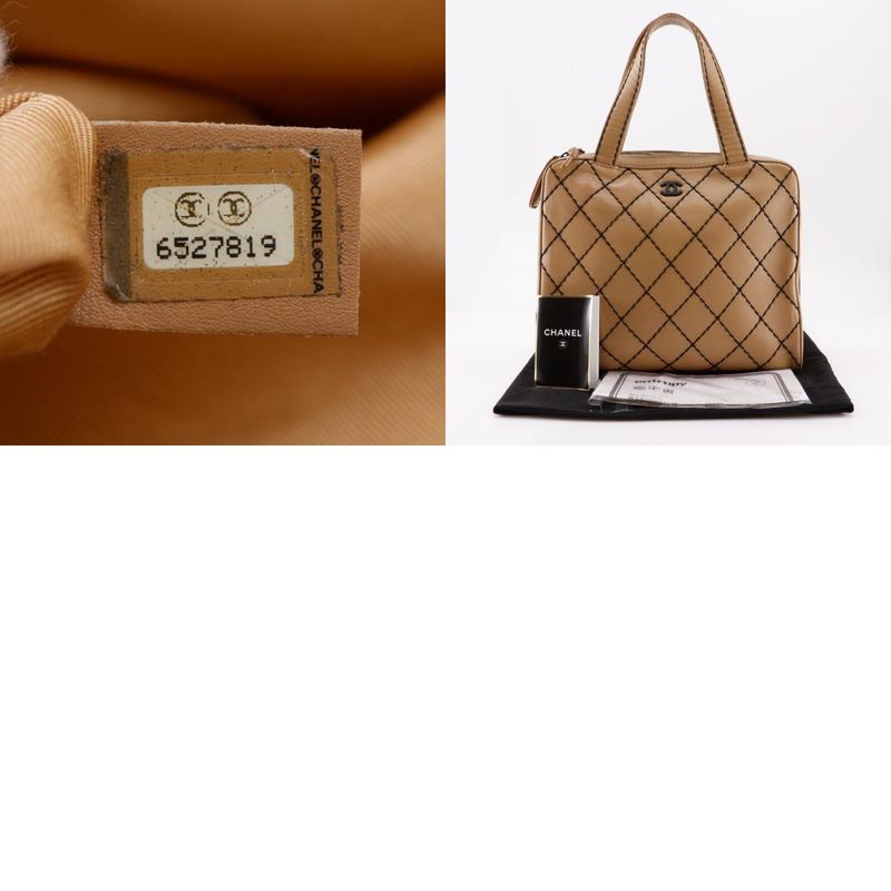 Chanel Wild Stitch A14693 Calf Beige Women's Tote Bag