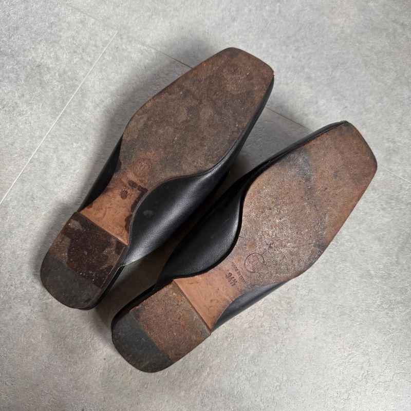 Chanel Coco Mark Leather Stitching Slip-on Sandals Black 34 1 2 21.5cm (8.46in)