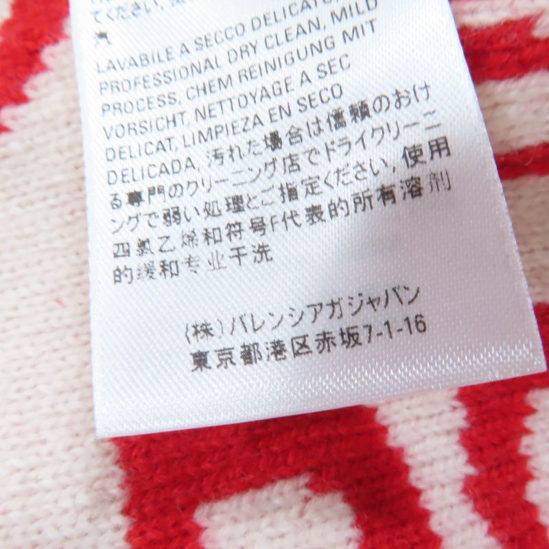 Balenciaga 583121 Virgin Wool Large Shawl Scarf With Logo Pattern Red Ivory S