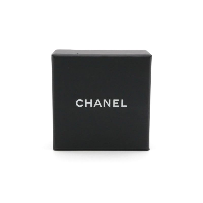 Chanel Earrings Gold Black Coco Mark Rhinestone Heart