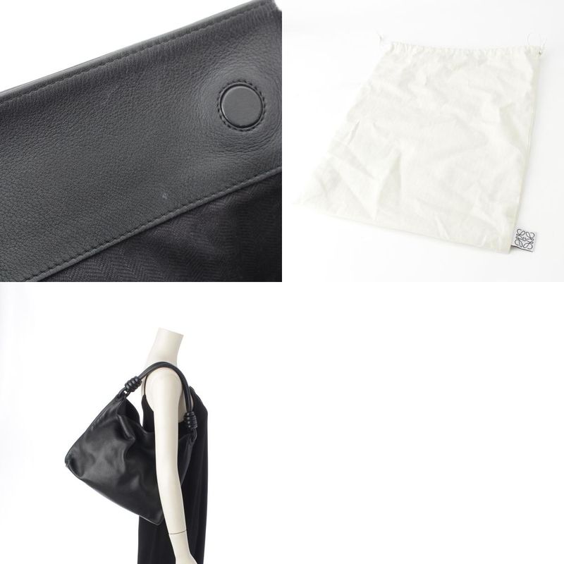 Loewe Flamenco Knot Leather Hobo Shoulder Bag One Shoulder Bag Black