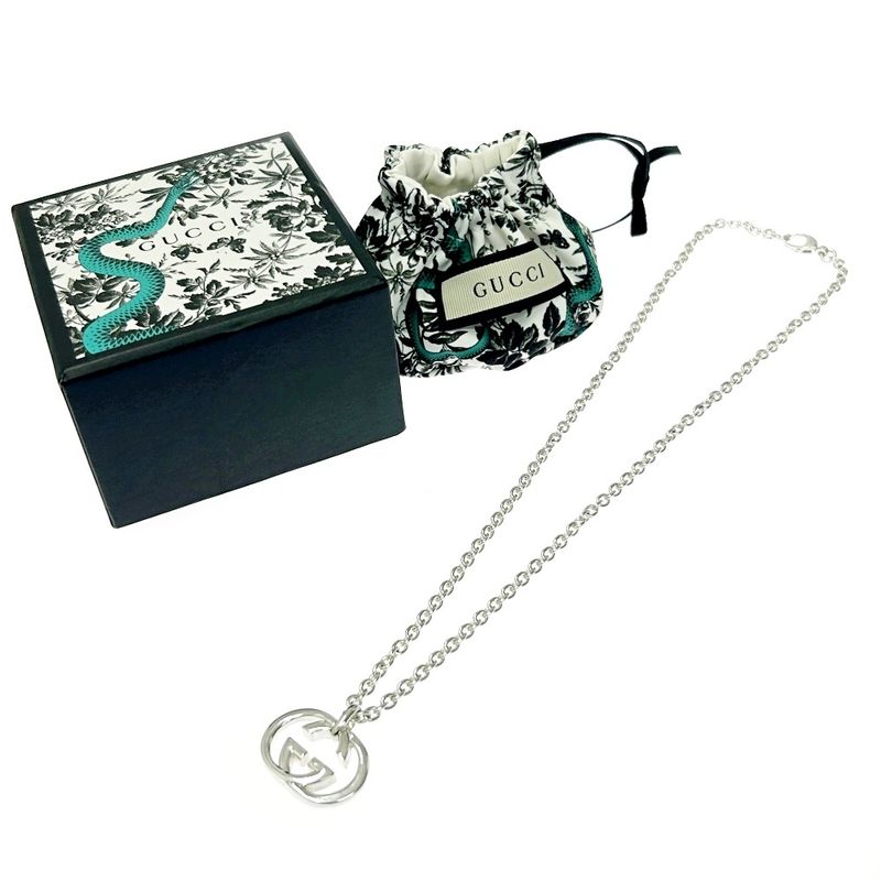 Gucci Silver Interlocking G Necklace 24.7g 925 Engraved 358841 Necklace