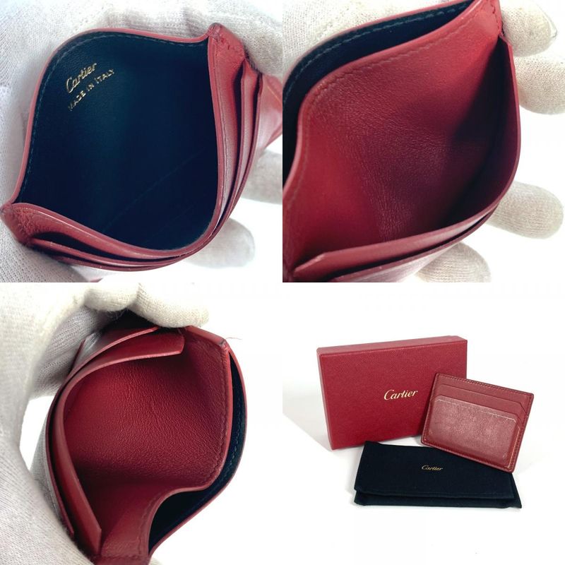 Cartier Card Case Garland De Cartier Leather Burgundy