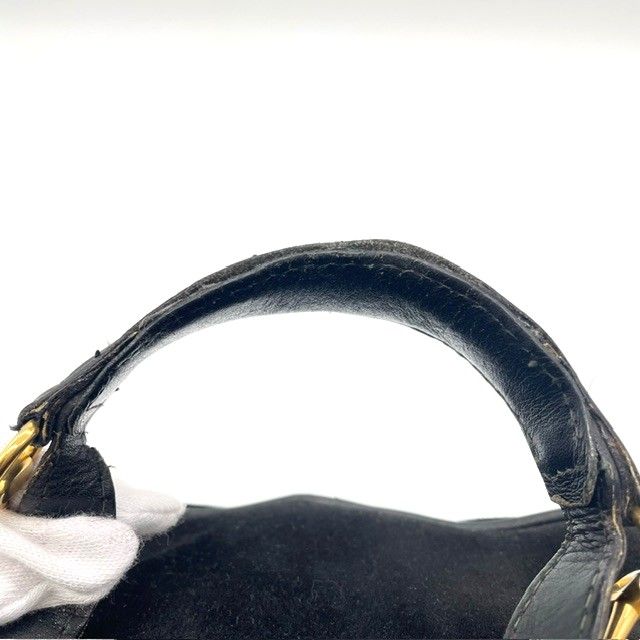 Gucci 032 106 0140 Vanity Bag Pouch Horsebit Black Suede Leather Fashion Women