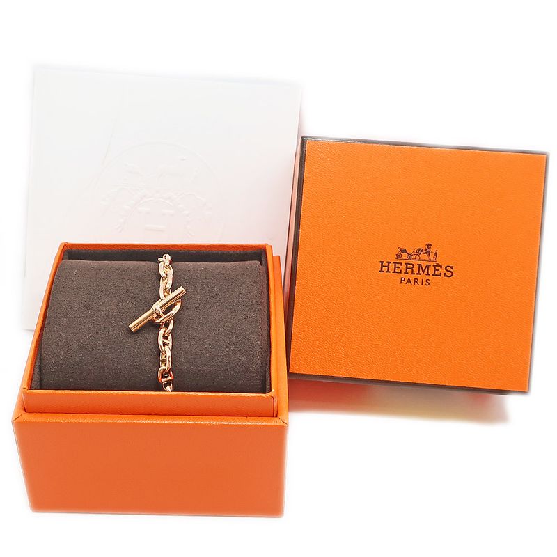 Hermes Chaine D'ancre T PM 750pg Bracelet 26 Frames Pink Gold 16cm
