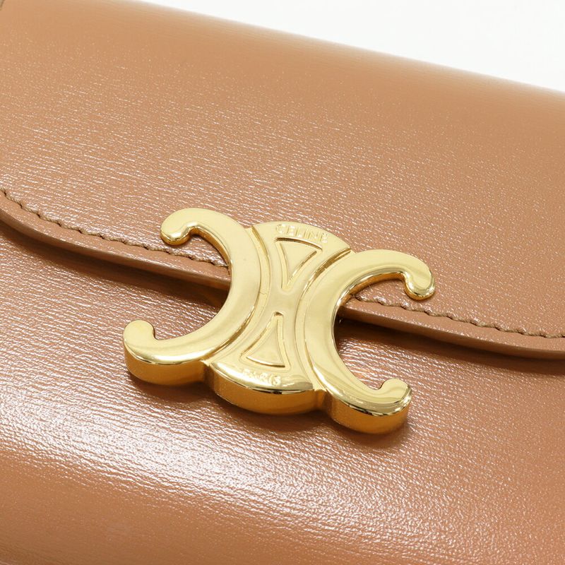 Celine Triomphe Small Flap Wallet With Coin Purse Shiny Calfskin Bronze Gold