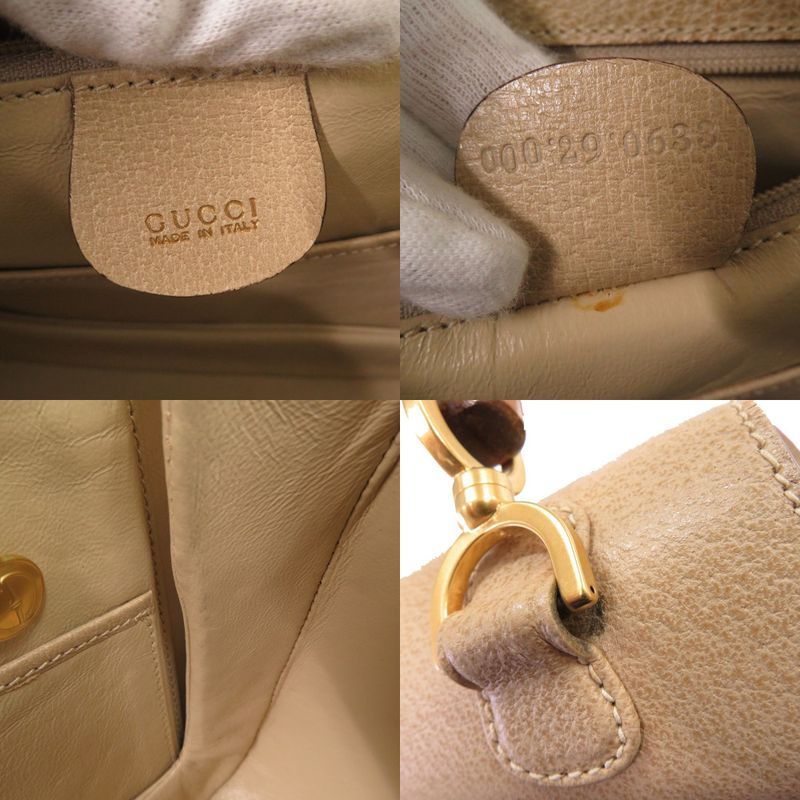 Gucci Bamboo 000 29 0633 Leather Beige 2WAY Handbag Shoulder Bag 0174 Gucci